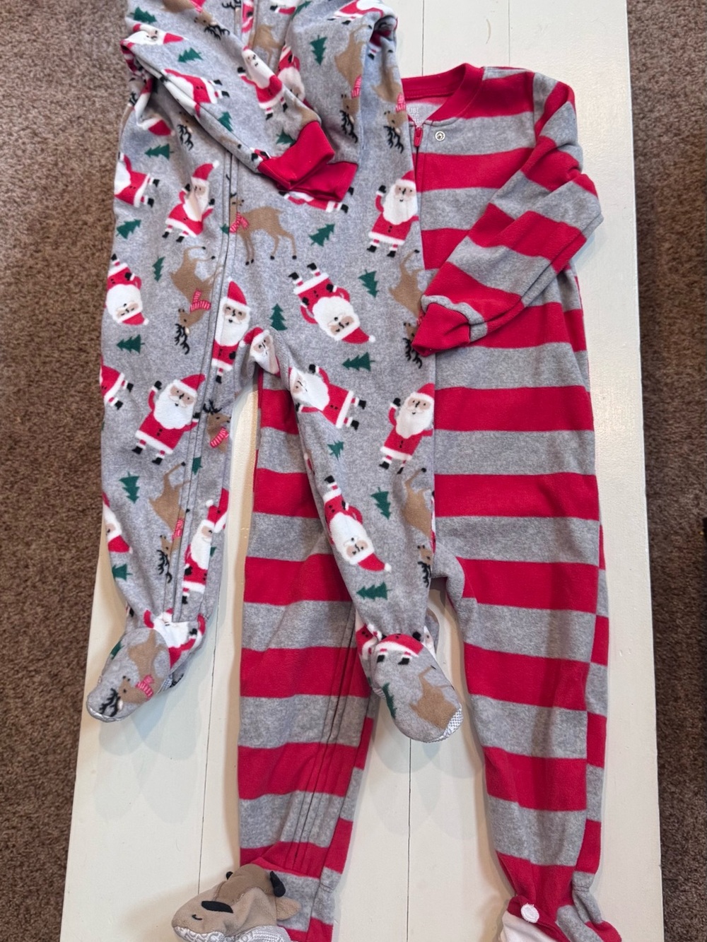 Carter's Red & Gray Holiday Footed One-Pieces (2-Pack)